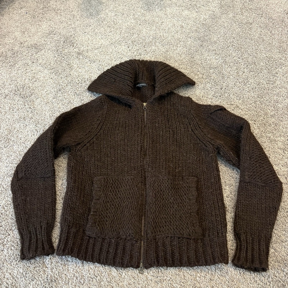 Banana Republic Cardigan Mens Small Full Zip Up Shawl Flip Collar Wool Blend